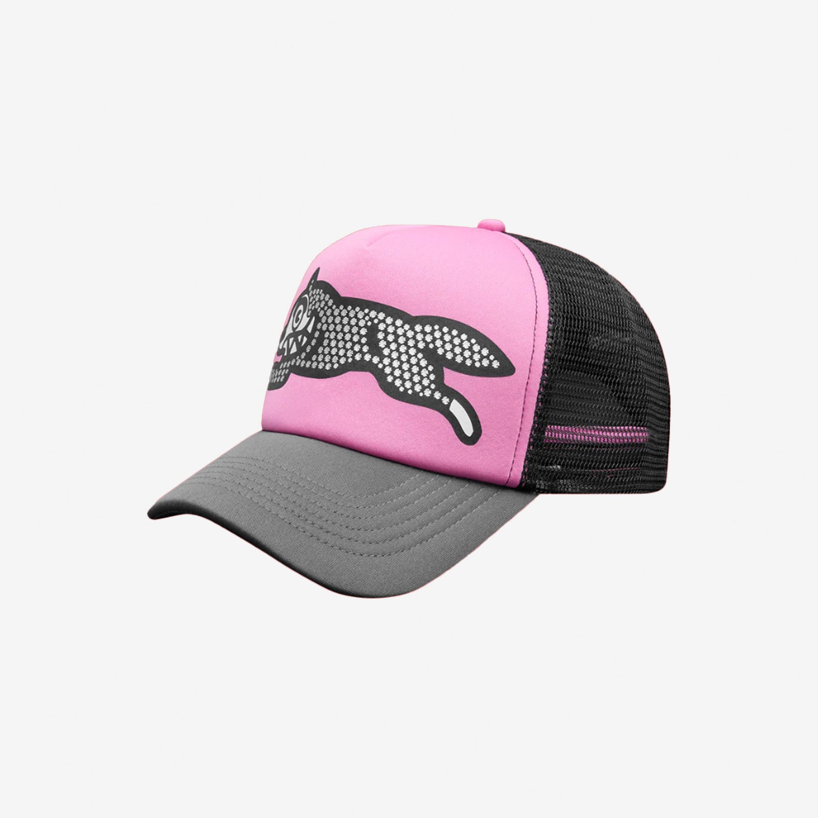 ICECREAM GLITTER RUNNING DOG TRUCKER CAP - PINK/GREY
