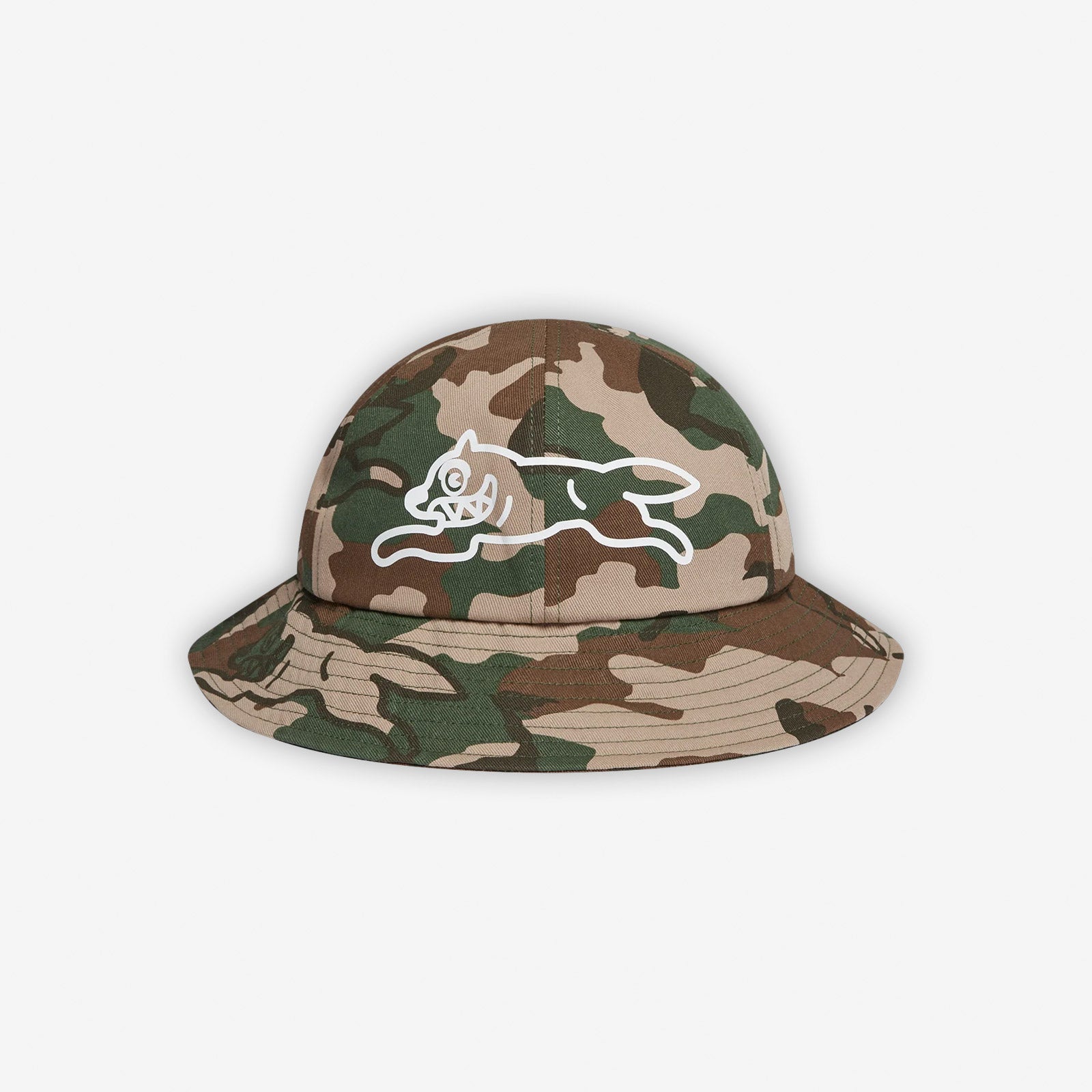 ICECREAM RUNNING DOG WOODLAND CAMO BUCKET HAT