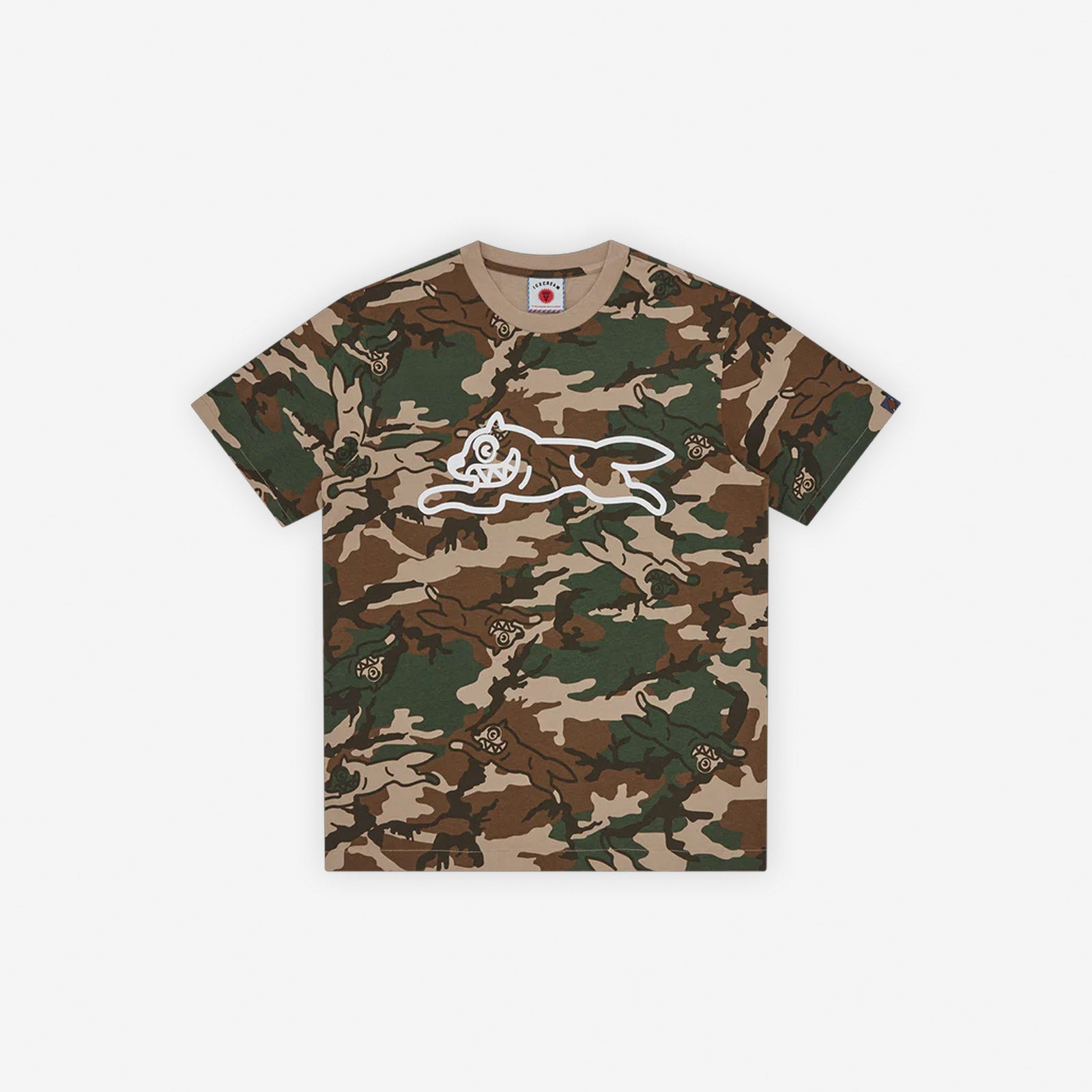 ICECREAM RUNNING DOG WOODLAND CAMO T-SHIRT