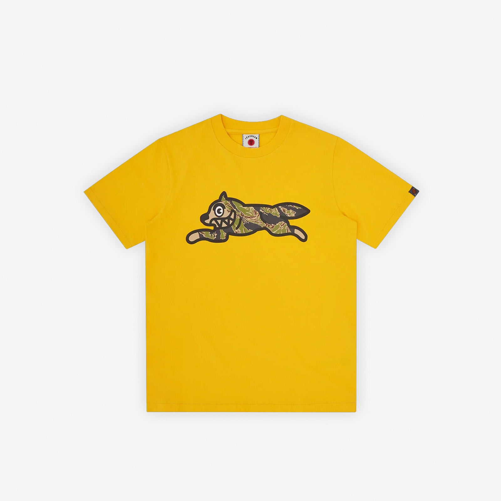 ICECREAM TIGER STRIPE RUNNING DOG T-SHIRT - YELLOW