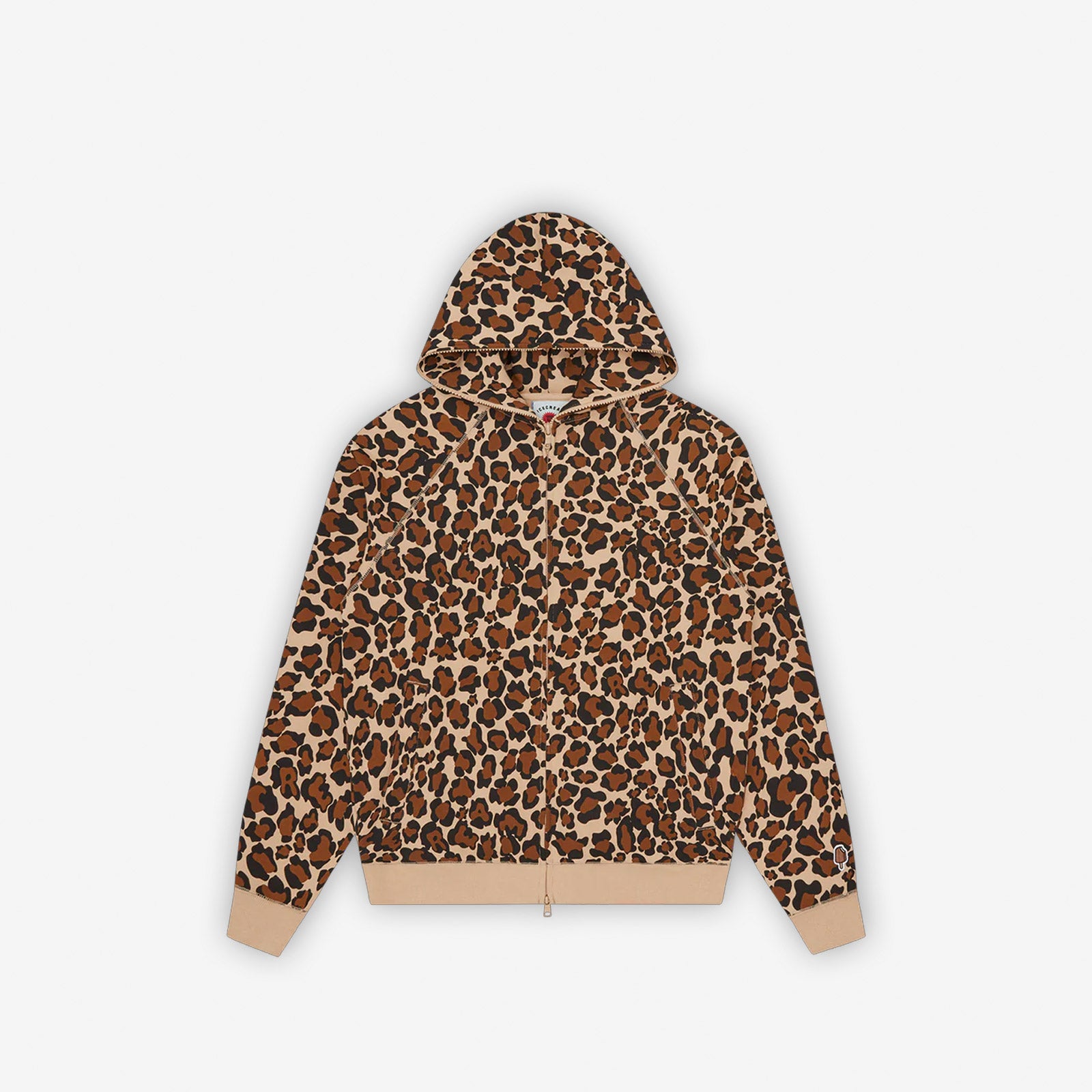 ICECREAM LEOPARD PRINT ZIP THROUGH HOOD