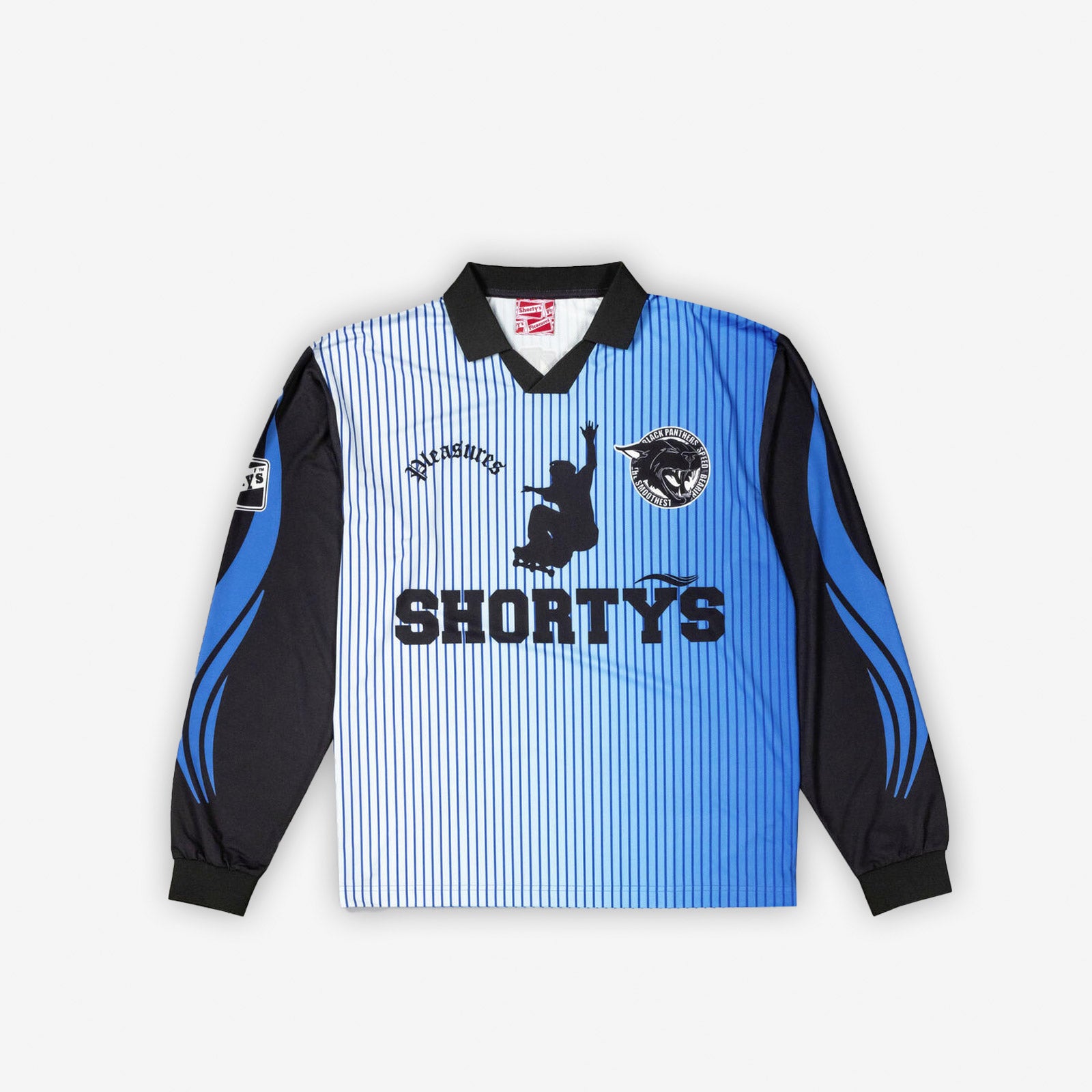 pleasures shorty soccer long sleeve goalie blue